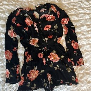 Long sleeve flowered romper